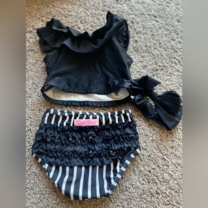 4T Ruffle Butts bikini with hair bow